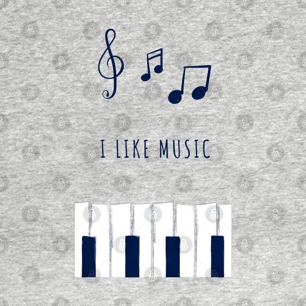 Illustration of notes and piano "I like music" by Vapison